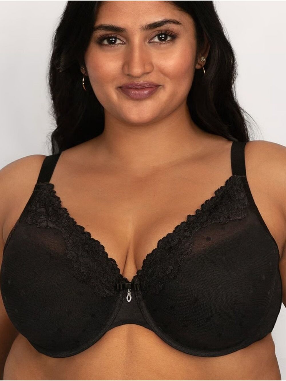 Curvy Couture Sheer Whisper Plunge Bra 42H